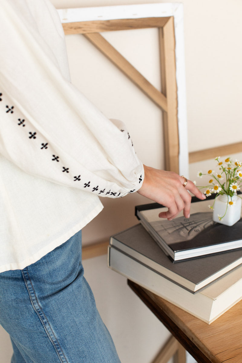 Frances Embroidery Blouse - Salt Organic