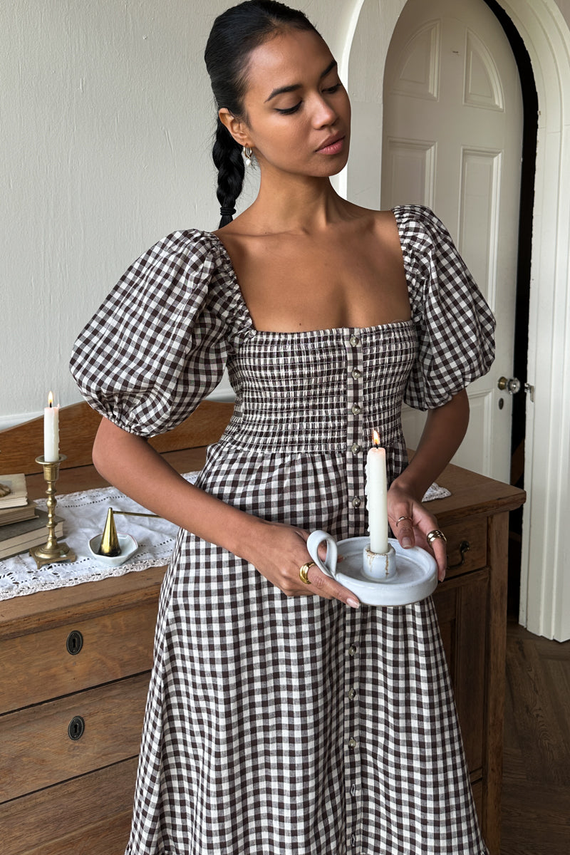 Santiago 4 Maxi Dress - Cocoa Gingham L Santiago 4 Maxi Dress - Cocoa Gingham L