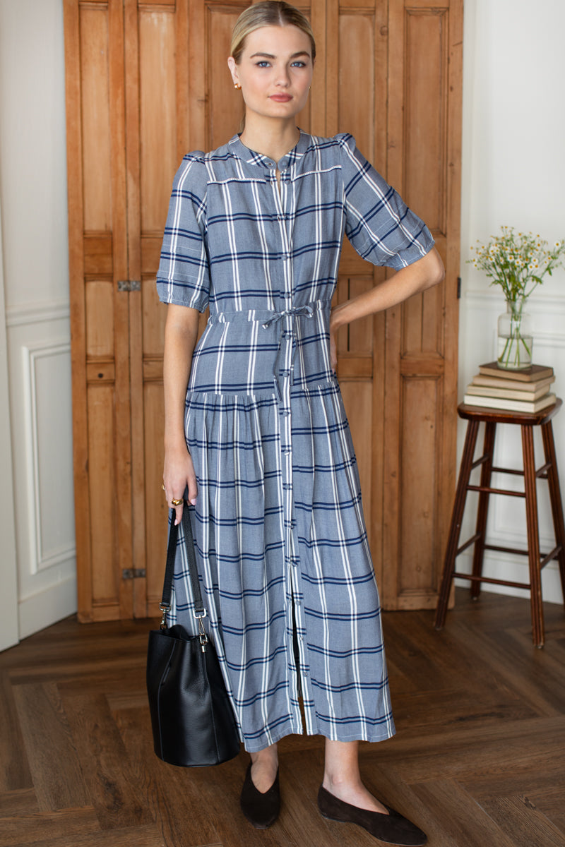 Lucy 4 Basque Dress - Skye Plaid