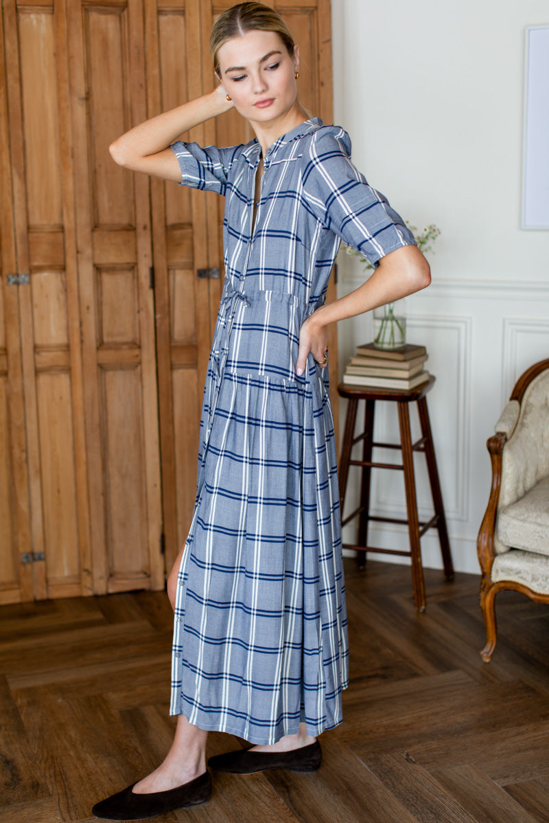 Lucy 4 Basque Dress - Skye Plaid
