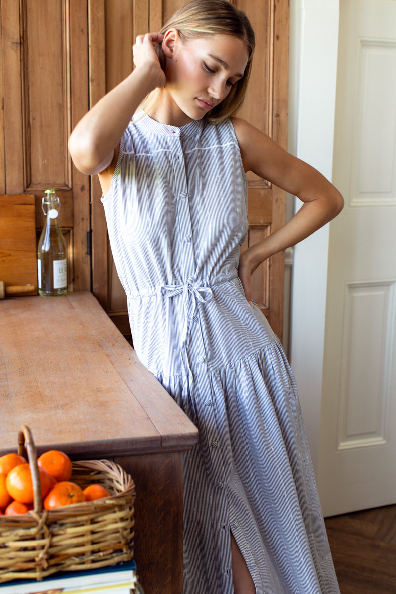 Lucy 4 Basque Sleeveless Dress - James Stripe