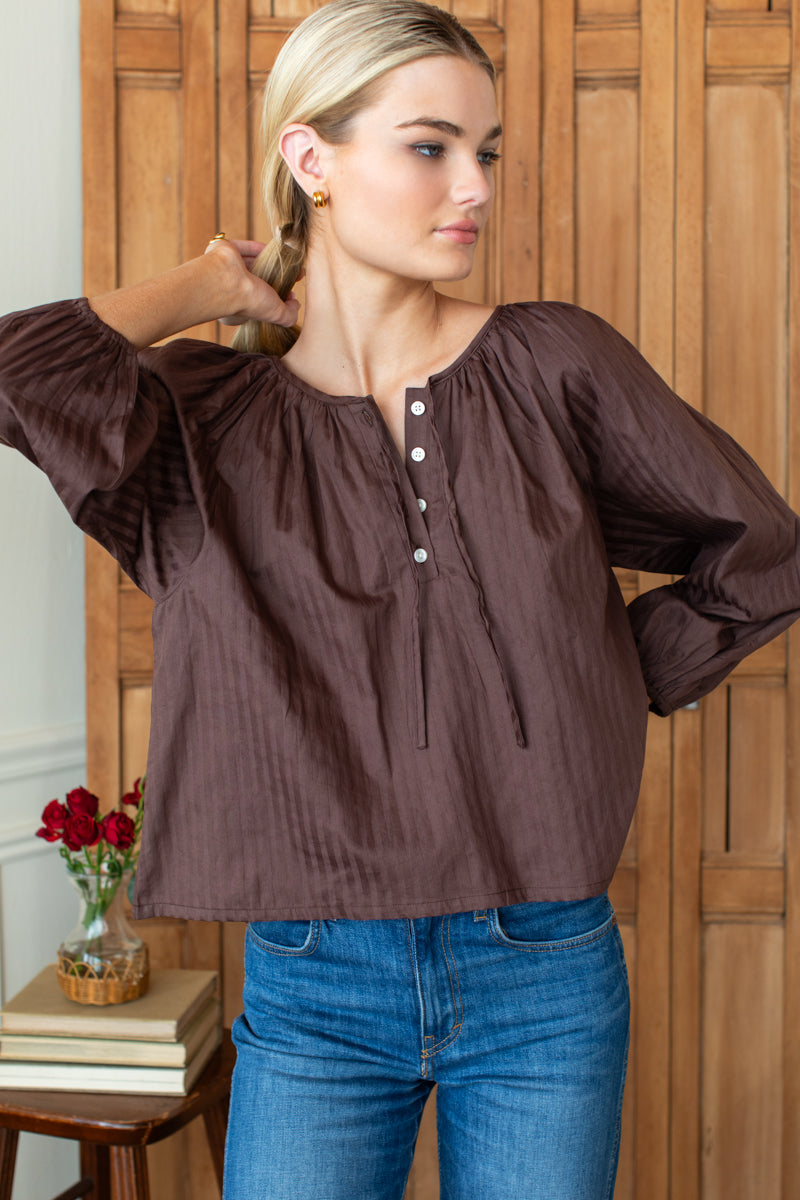 Lucy Blouse 3 - Vintage Chestnut Stripe