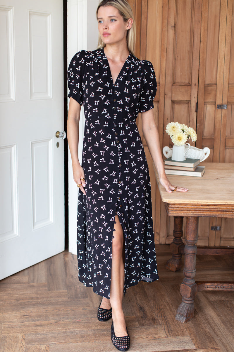 Lucyia Antique Dress - Vintage Bows Midnight