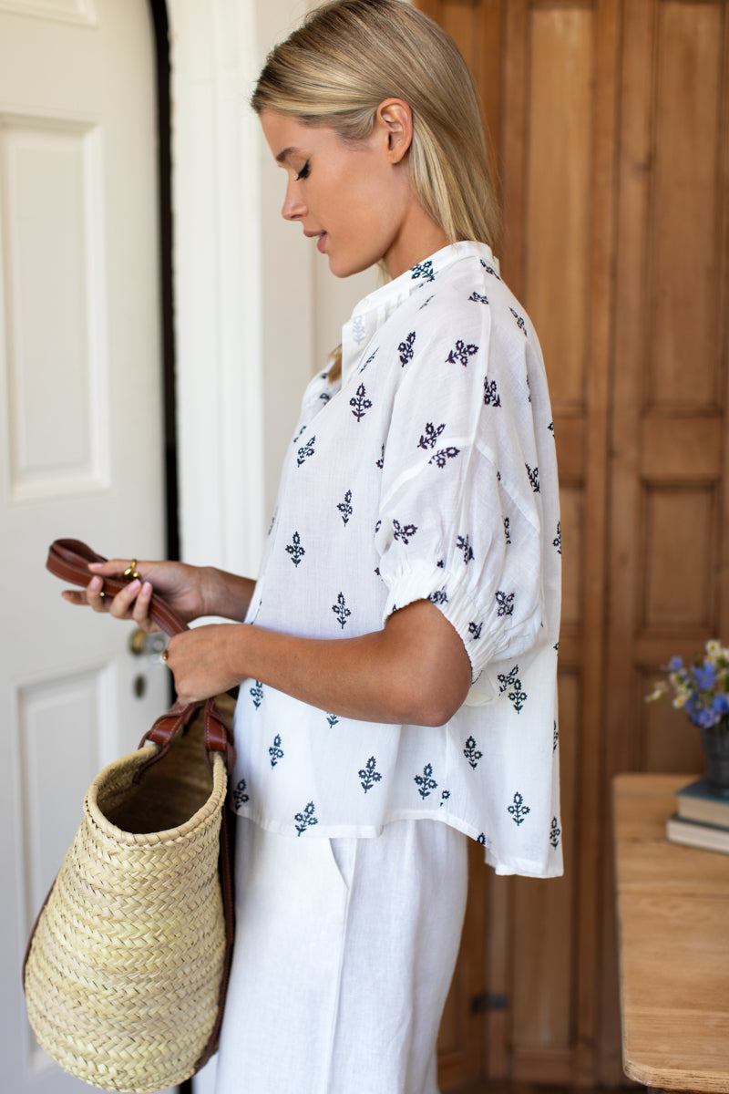 Mandarin Collar Top - Daughters 2 Mood Indigo Organic