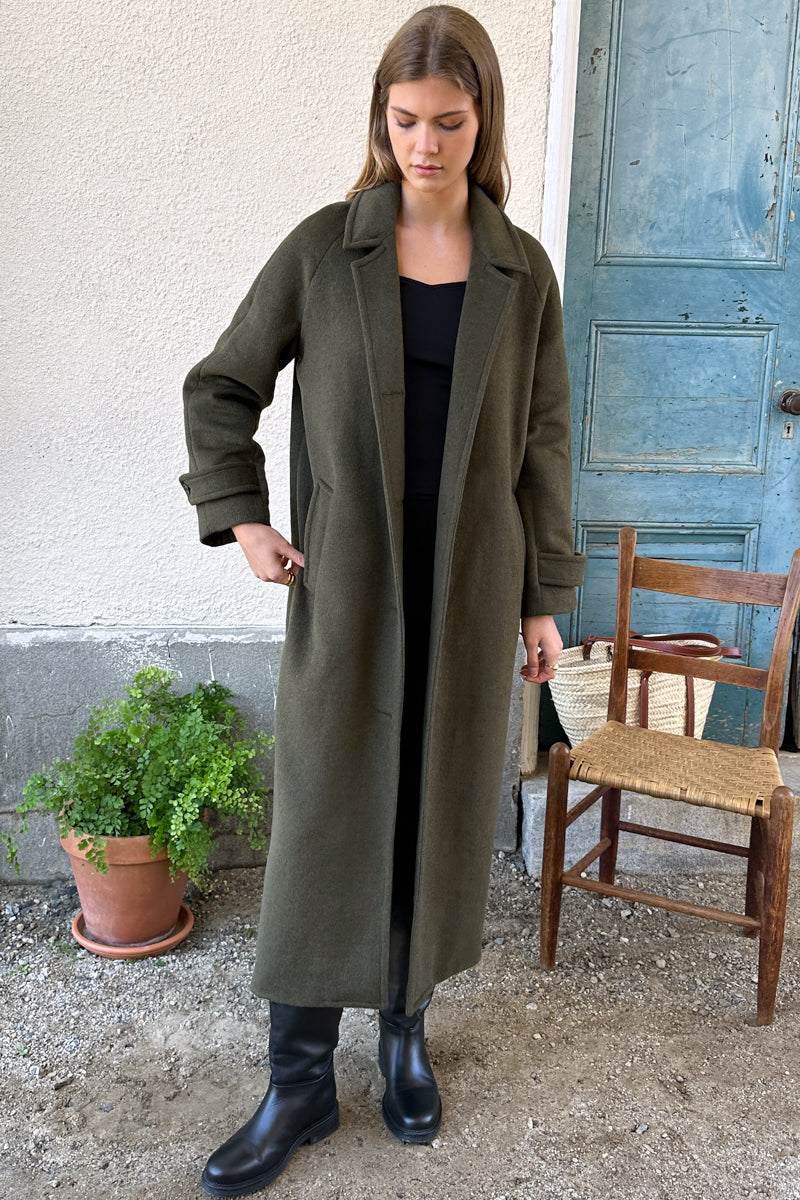 Maxi Overcoat - Army Wool