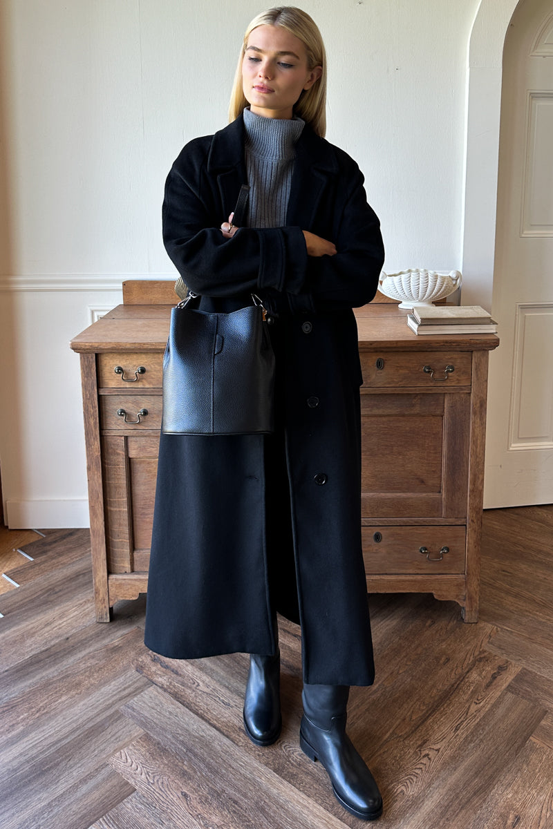 Maxi Overcoat - Black Wool - Emerson Fry Maxi Overcoat - Black Wool - Emerson Fry