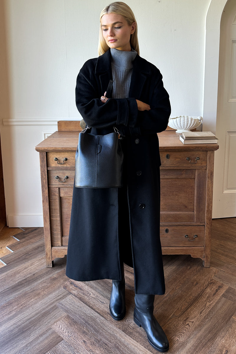 Maxi Overcoat - Black Wool