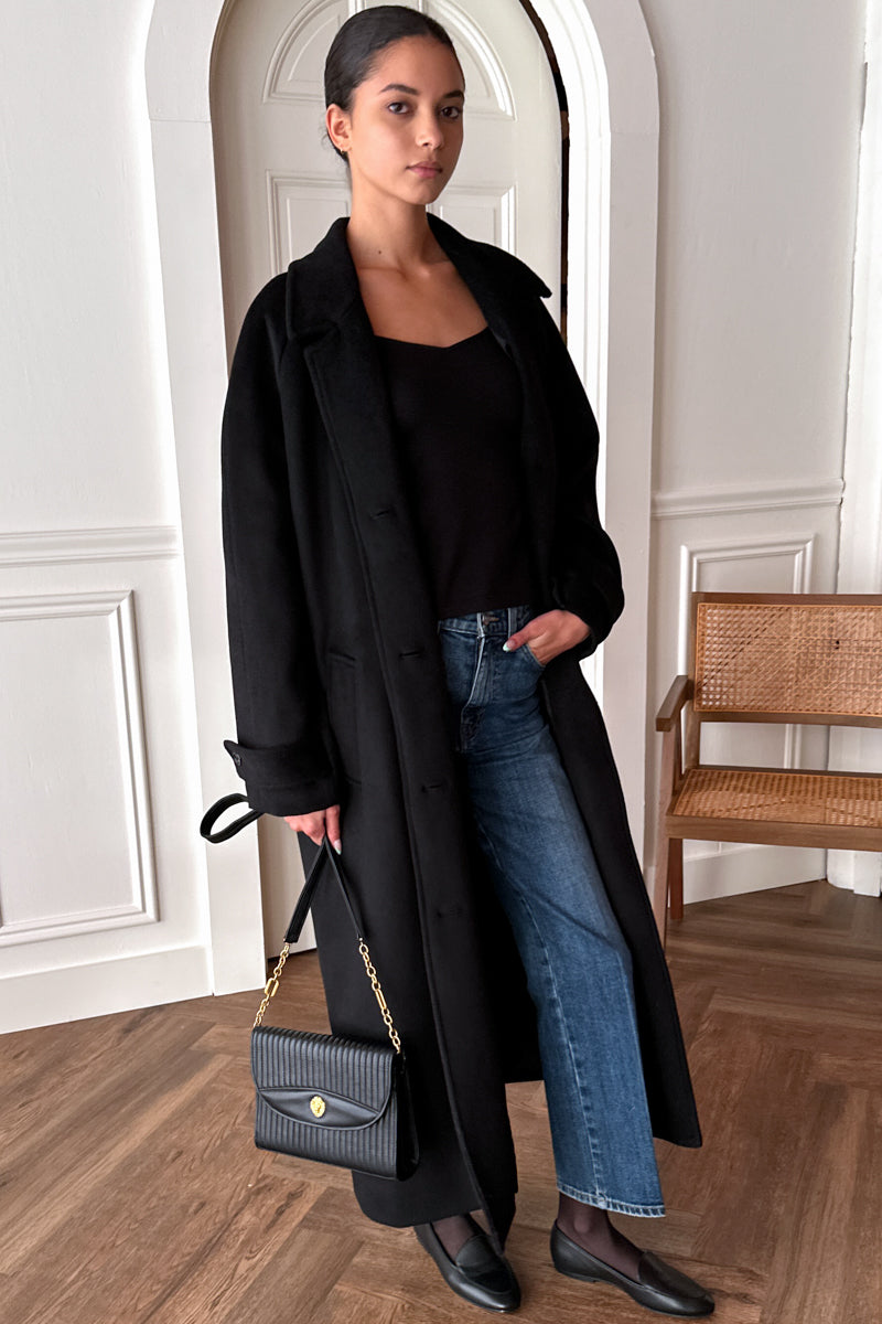 Maxi Overcoat - Black Wool