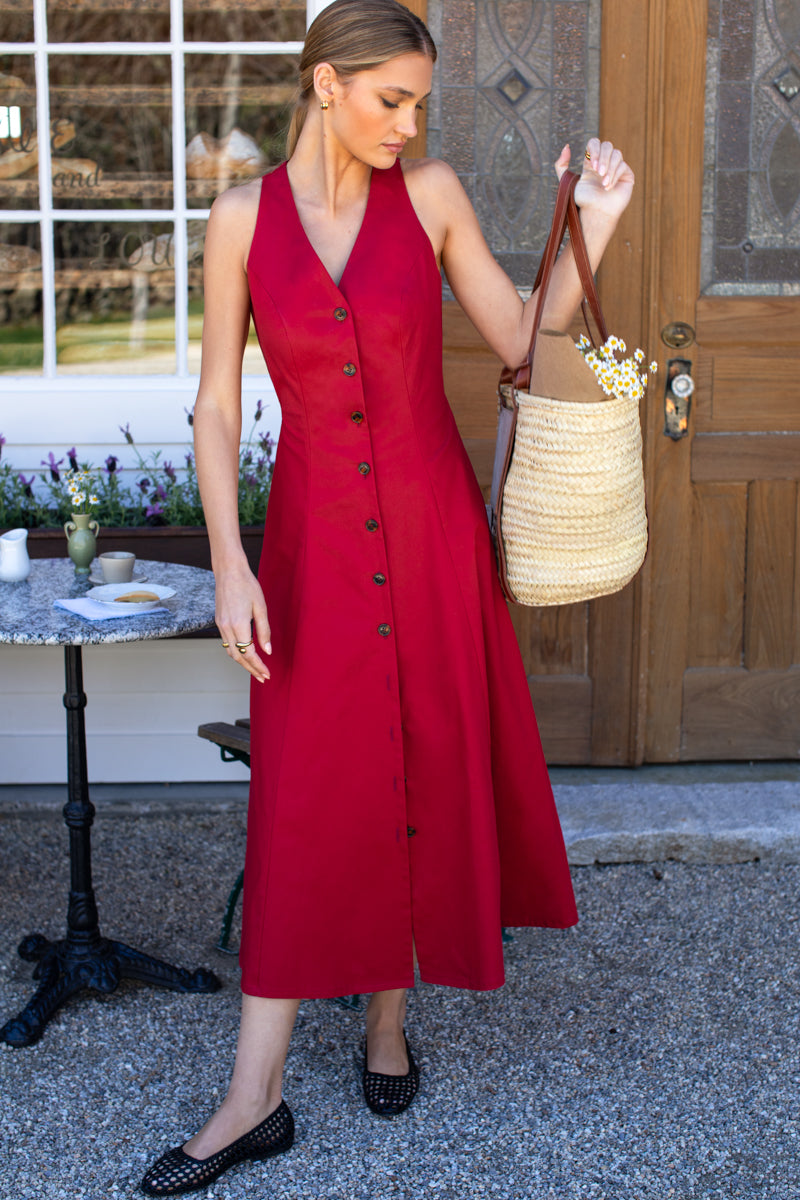 Organic Cafe Dress - Lipstick