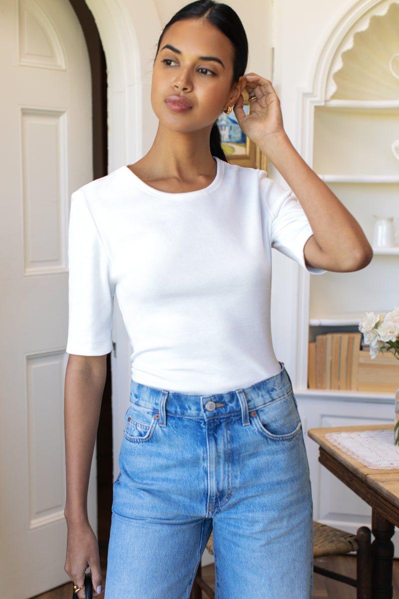 Organic Structured Tee - Ivory Rib Organic