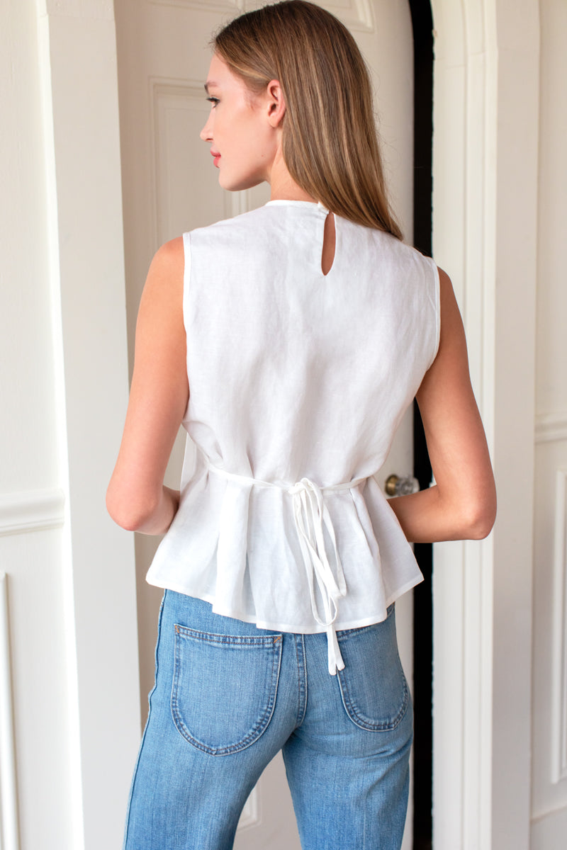 Plait Long Top - White