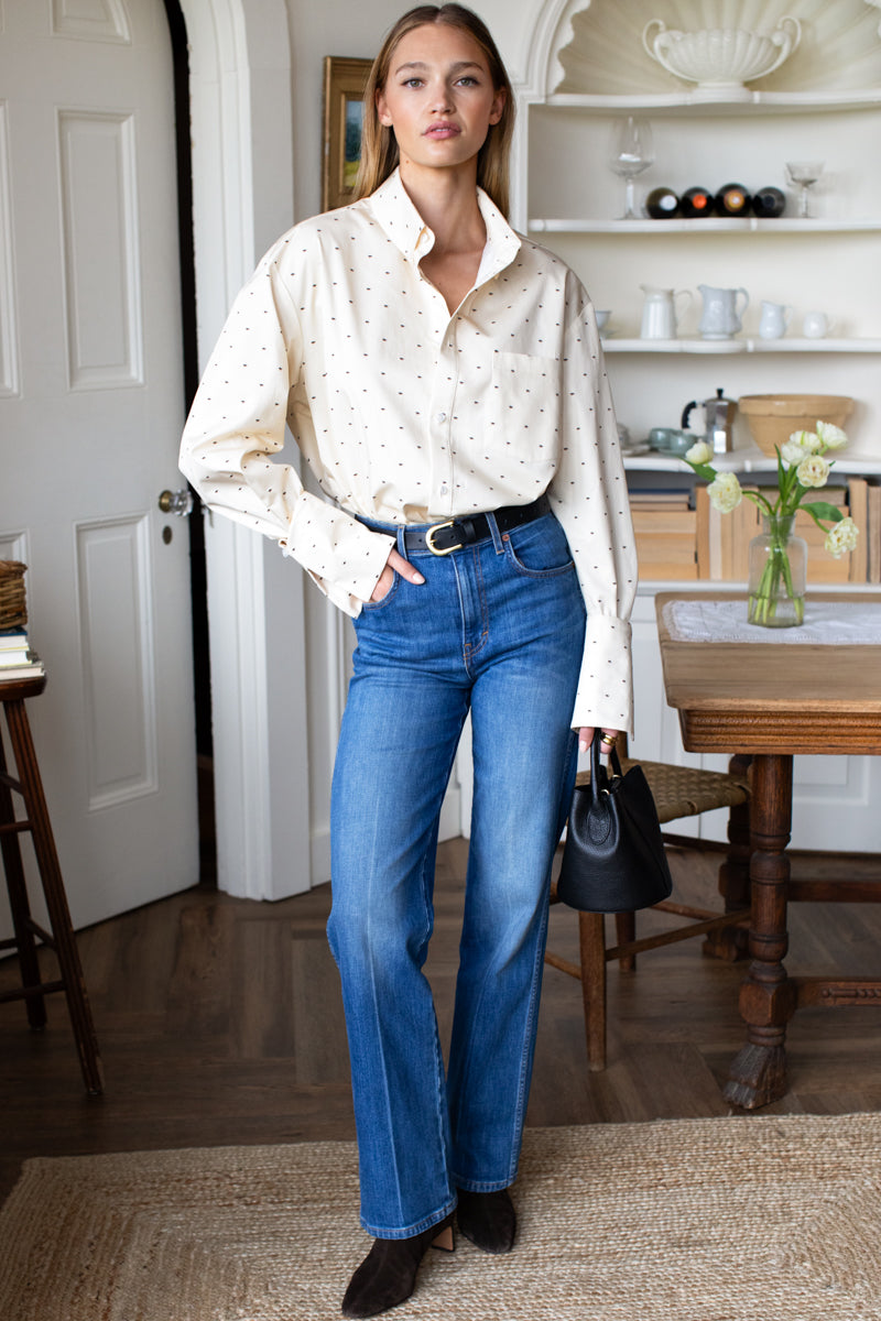 Pleated Wide Cuff Shirt - Tiger Print
