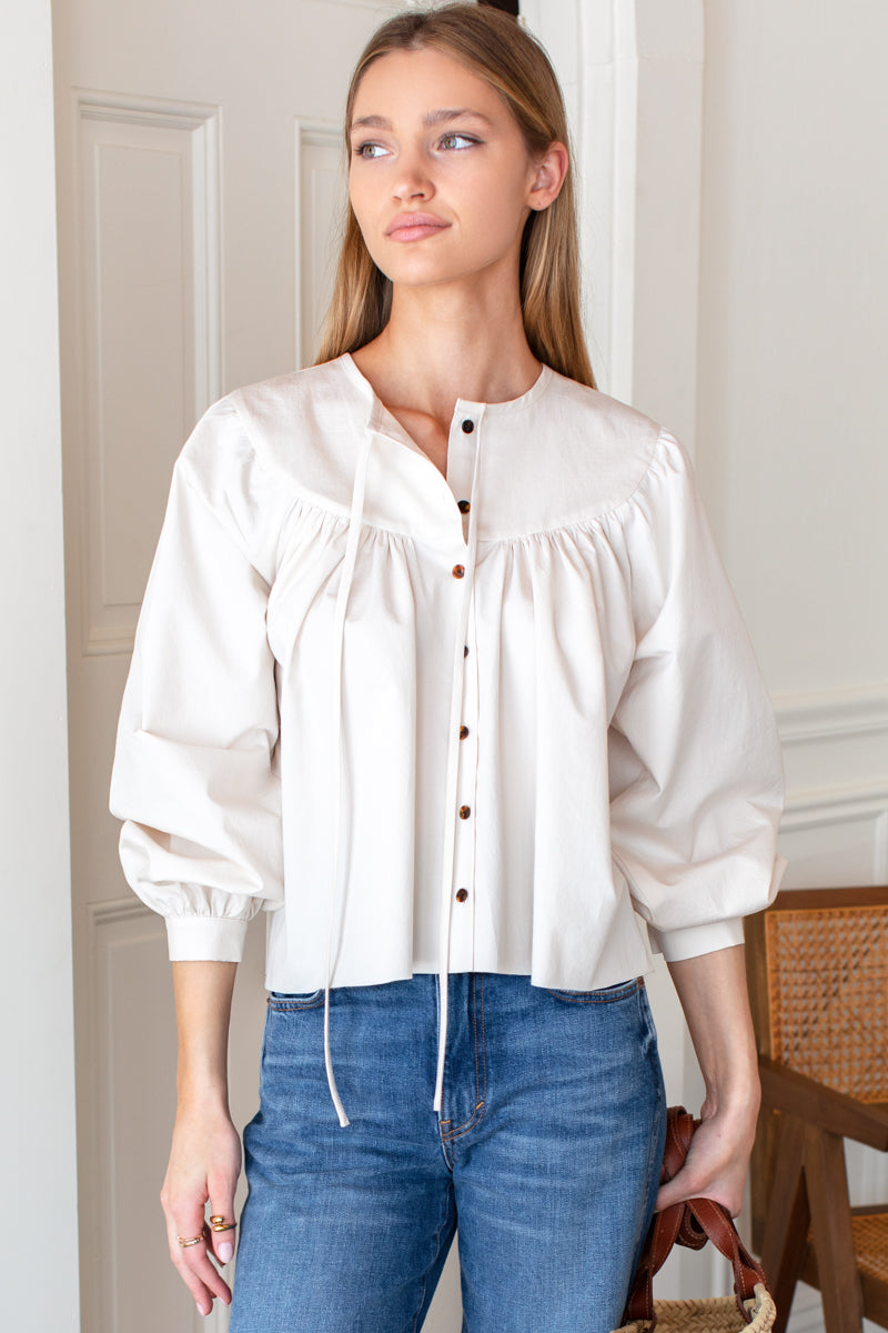 Poet Blouse 2 - White Swan