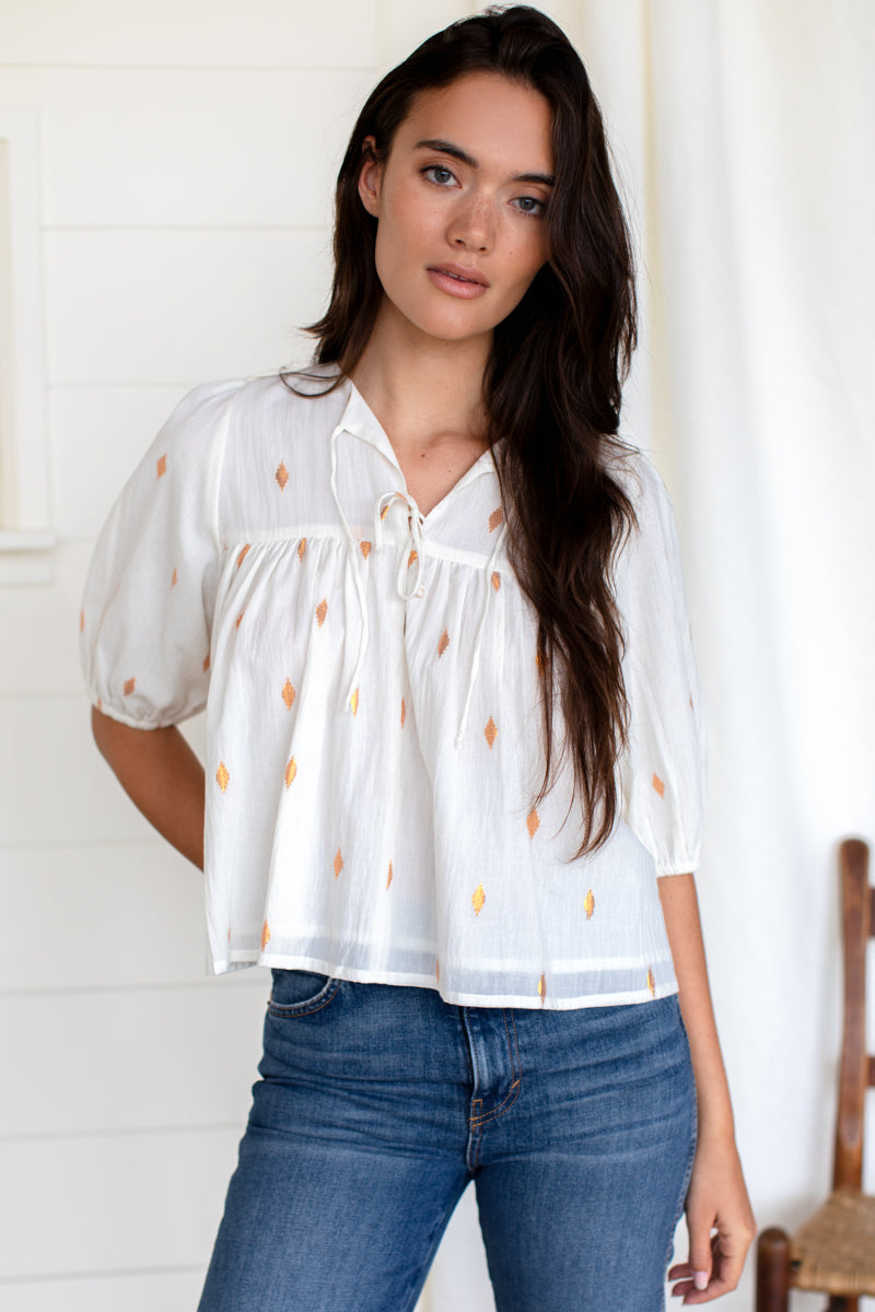 Puff Isla Top - Gold Leaf Ivory