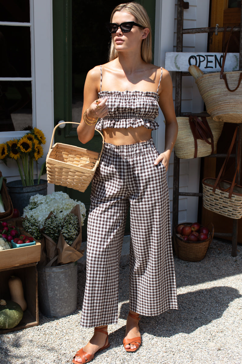 Pull On Pocket Pant - Cocoa Gingham
