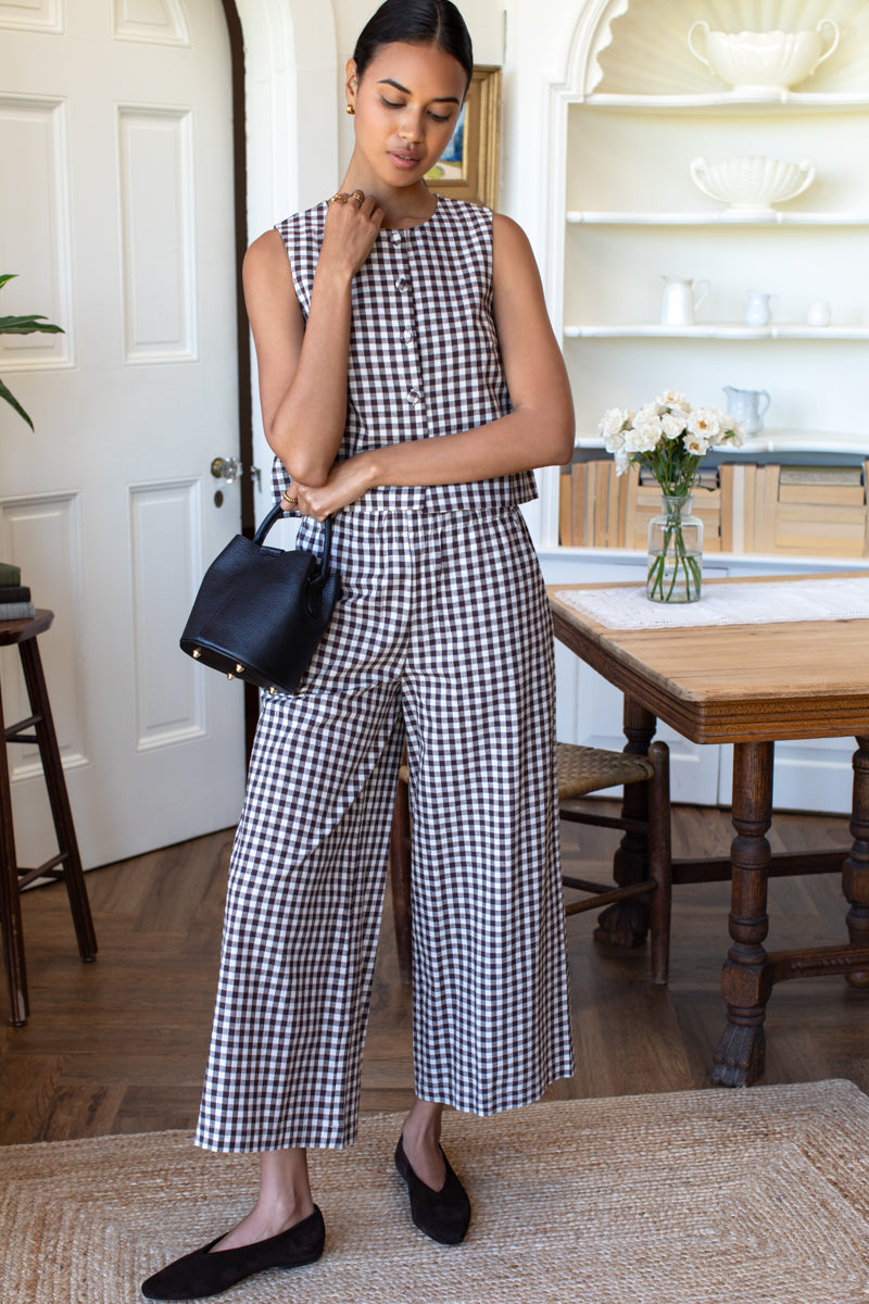 Pull On Pocket Pant - Cocoa Gingham