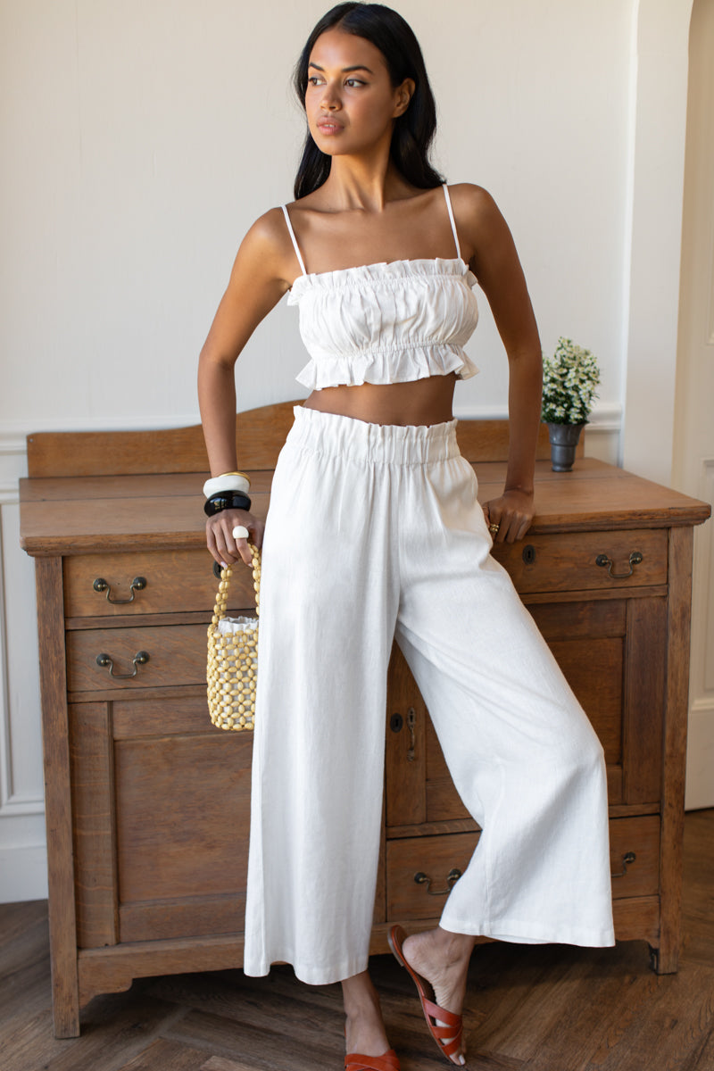 Pull On Pocket Pant - Ivory Linen