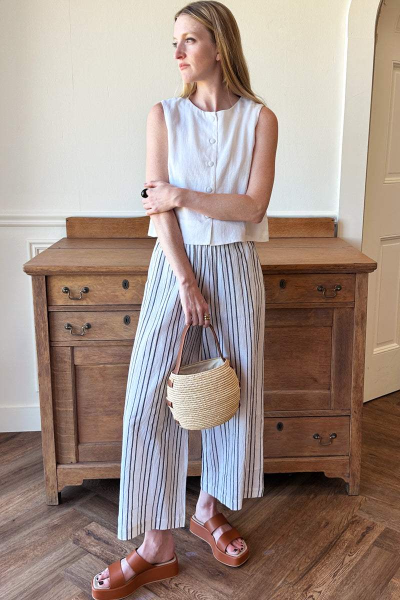 Pull On Pocket Pant - Textured Stripes