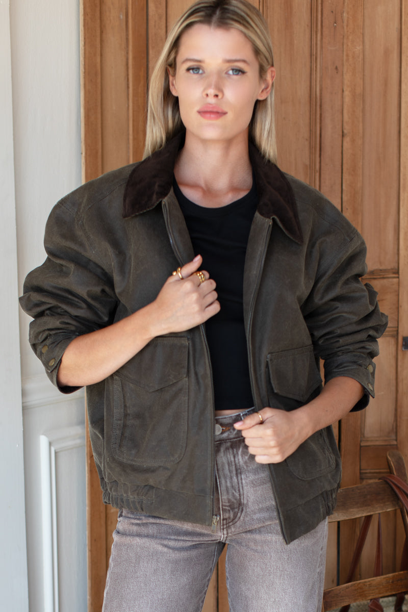 Relaxed Bomber - Pine Waxed Cotton