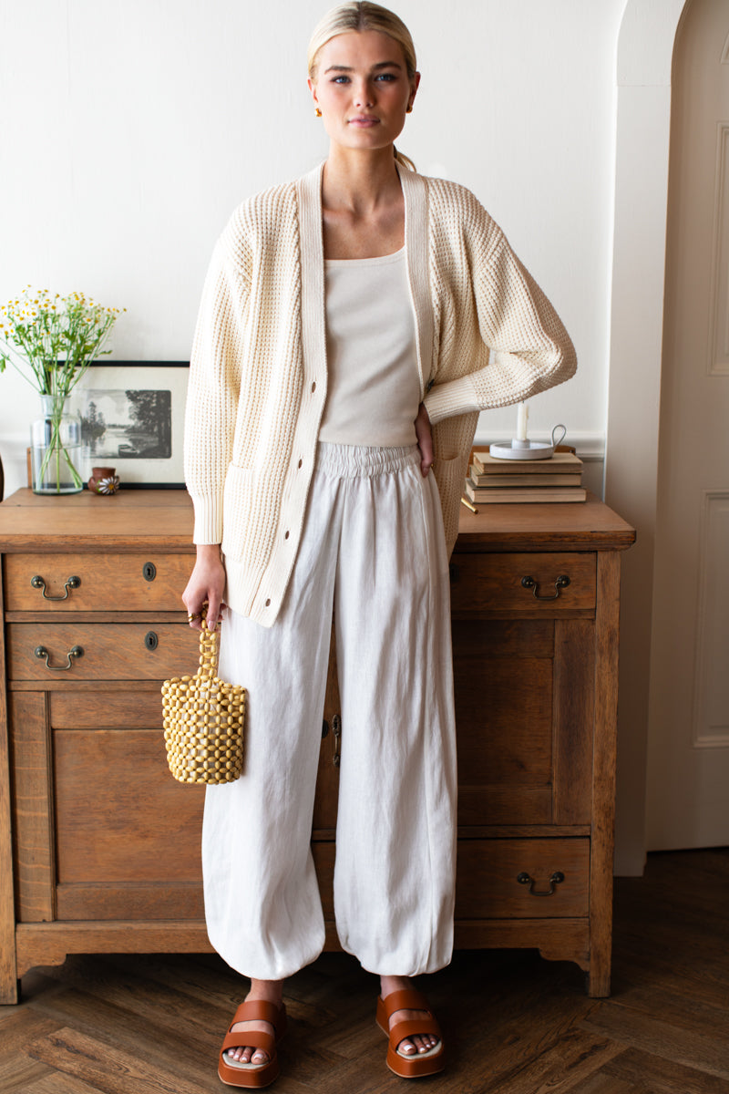 Cozy Cotton Cardigan - Ivory Tanguis Cotton