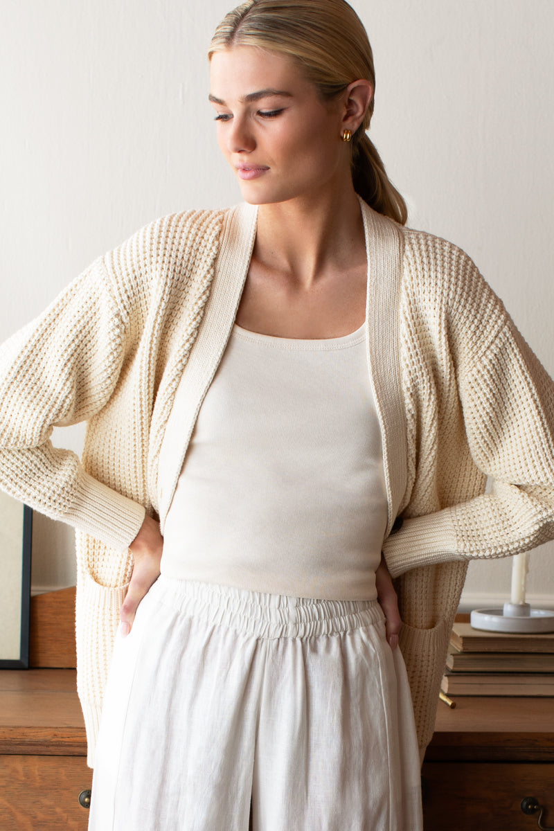 Relaxed Studio Pant - Dove White Linen