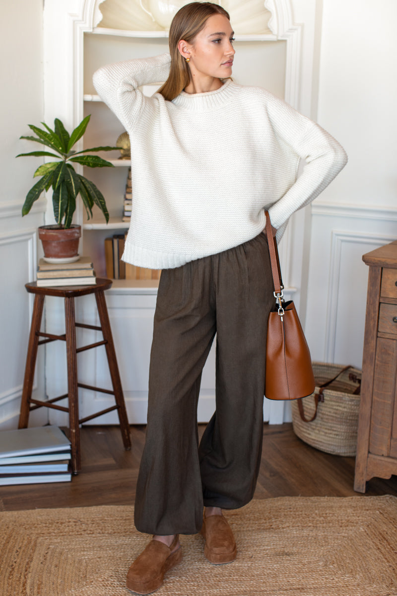 Relaxed Studio Pant - Olive Grove Linen