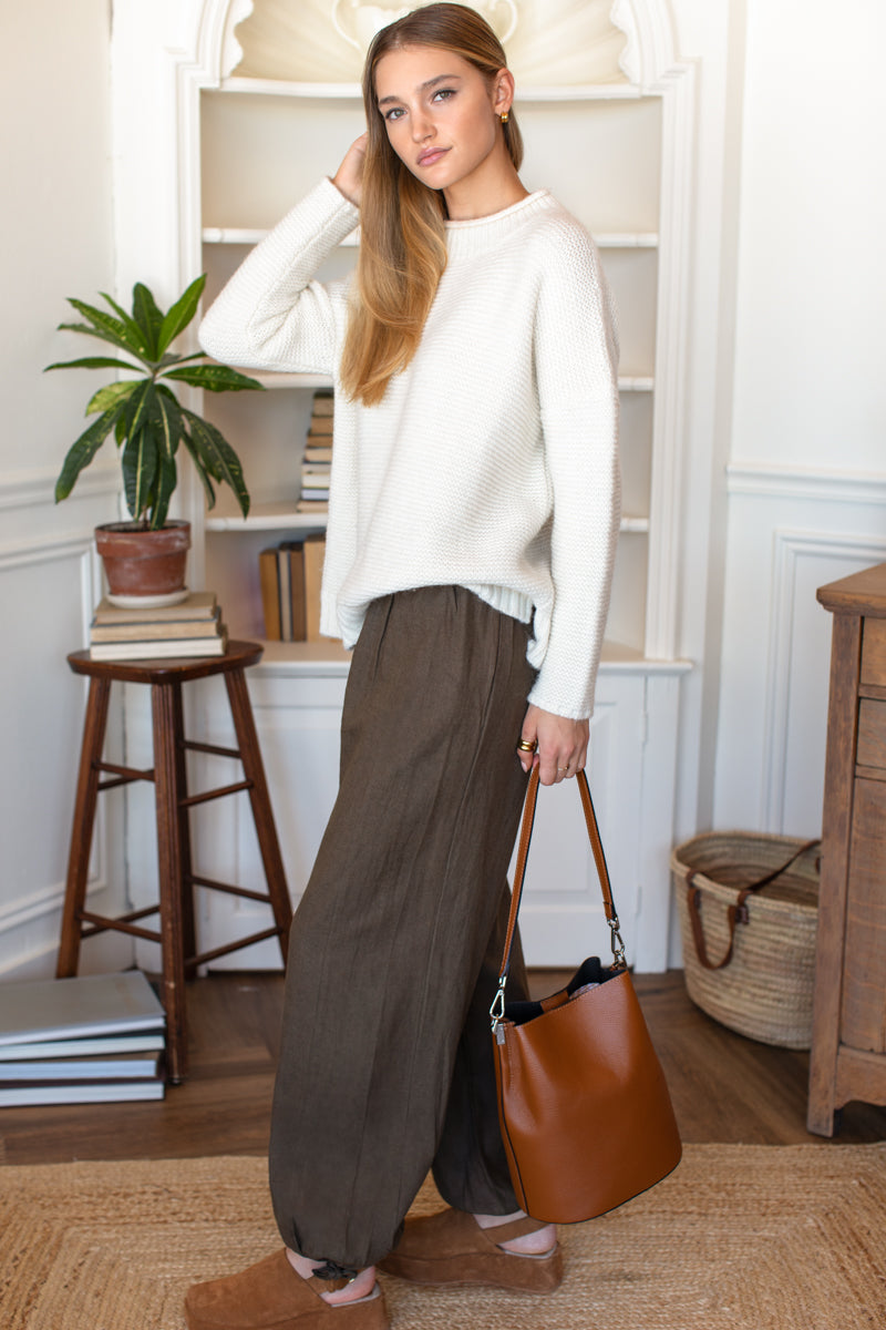 Relaxed Studio Pant - Olive Grove Linen