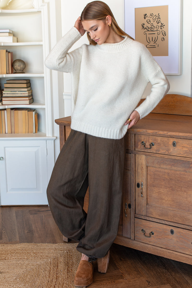 Relaxed Studio Pant - Olive Grove Linen