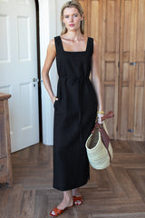 Roma Maxi Shift Dress - Black Linen XS Roma Maxi Shift Dress - Black Linen XS