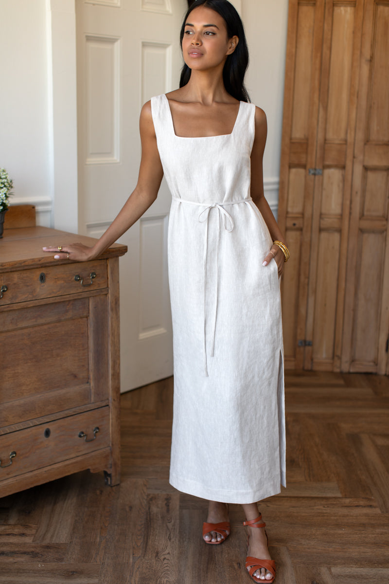 Roma Maxi Shift Dress - Beach Linen L Roma Maxi Shift Dress - Beach Linen L
