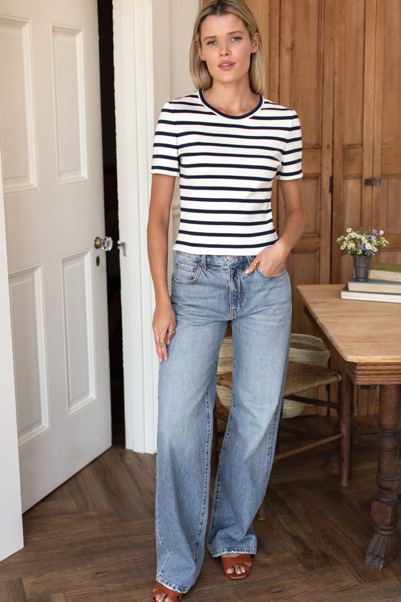 Romilly Shirt - Navy Stripe Rib