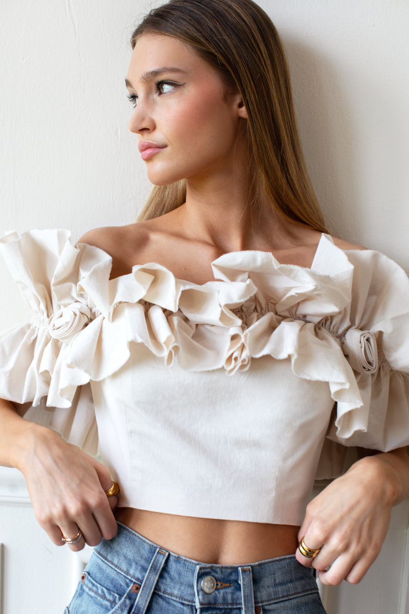 Rosette Top - White Swan
