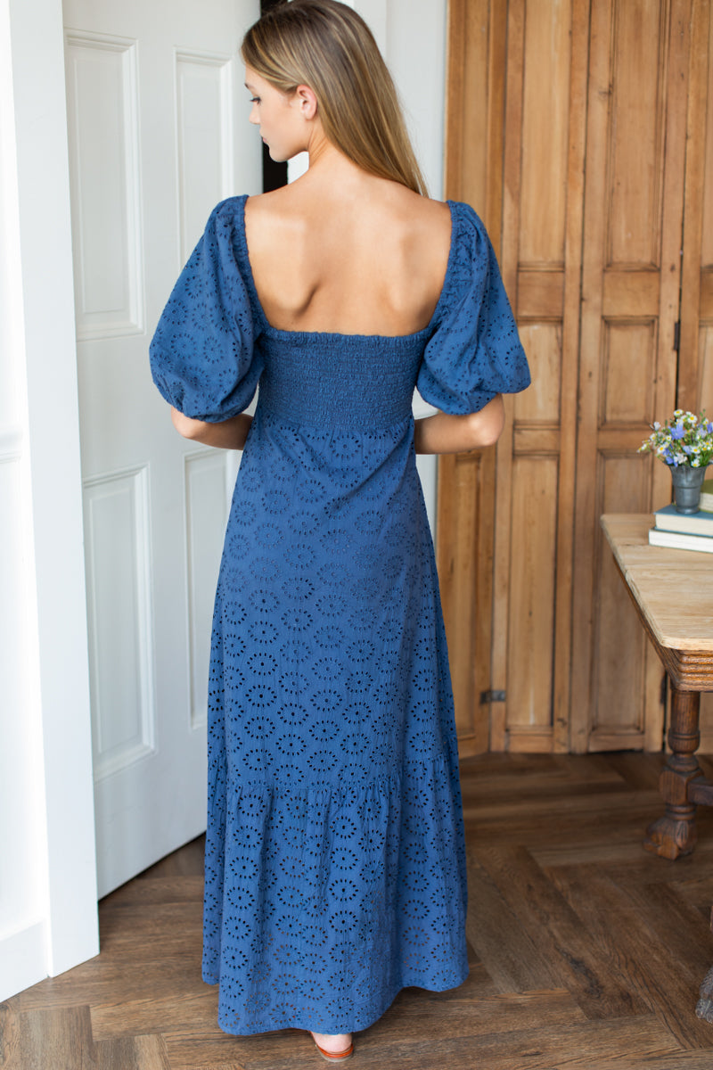 Santiago 4 Maxi Dress - Blue Indigo Eyelet M Santiago 4 Maxi Dress - Blue Indigo Eyelet M