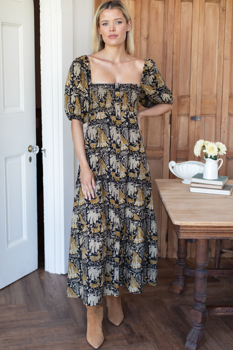 Santiago 4 Maxi Dress - Story Print Linen