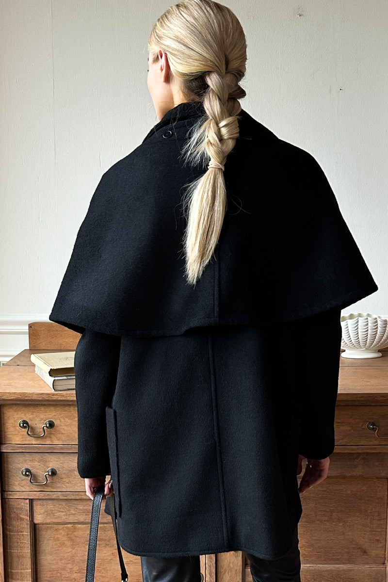 Scarf Coat - Black Wool
