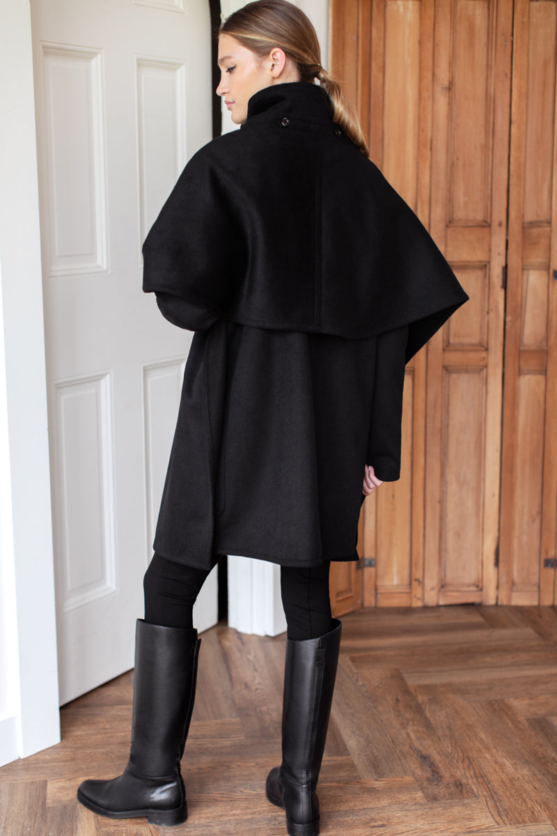 Scarf Coat - Black Wool