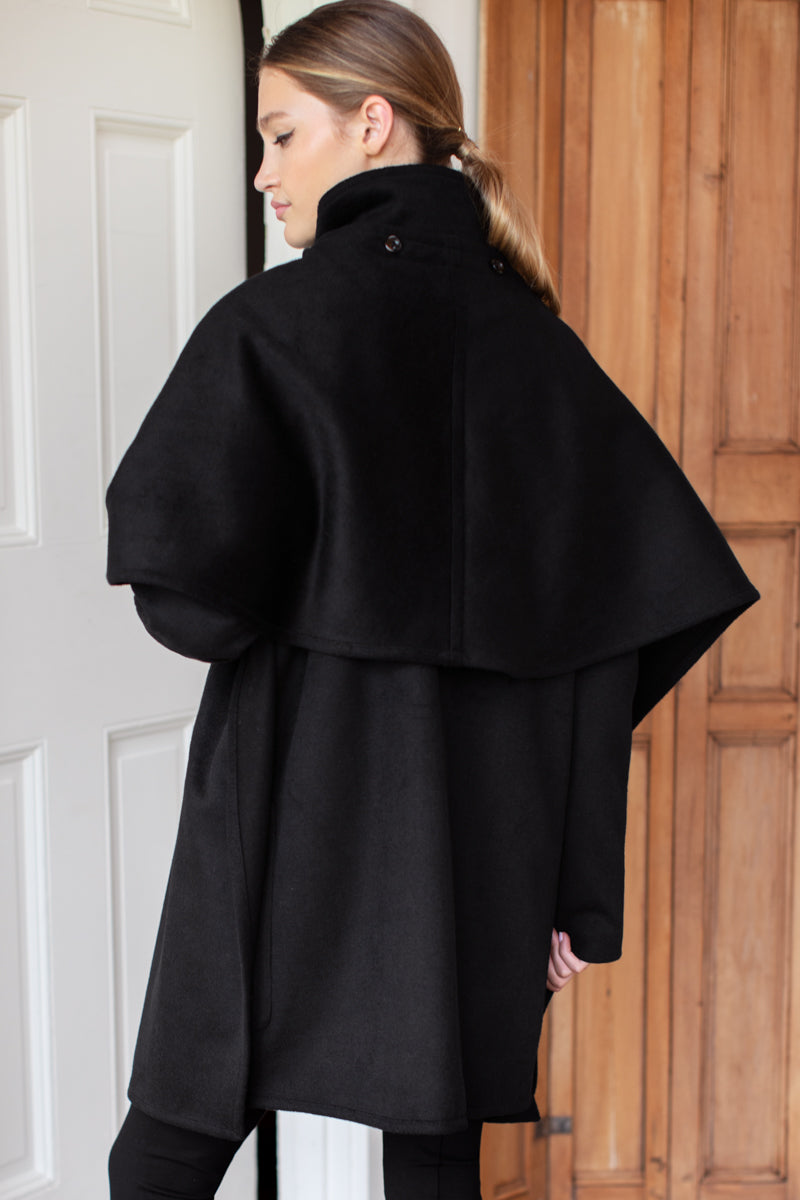 Scarf Coat - Black Wool