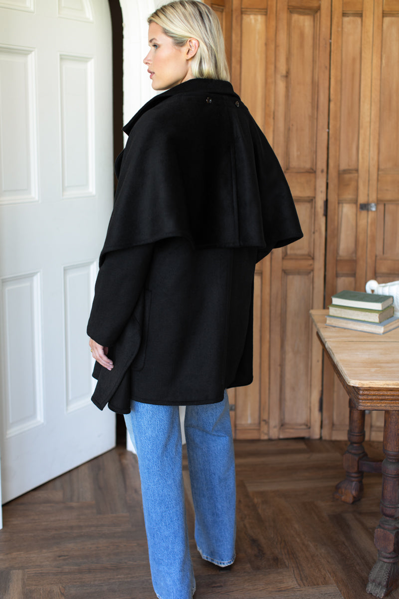 Scarf Coat - Black Wool