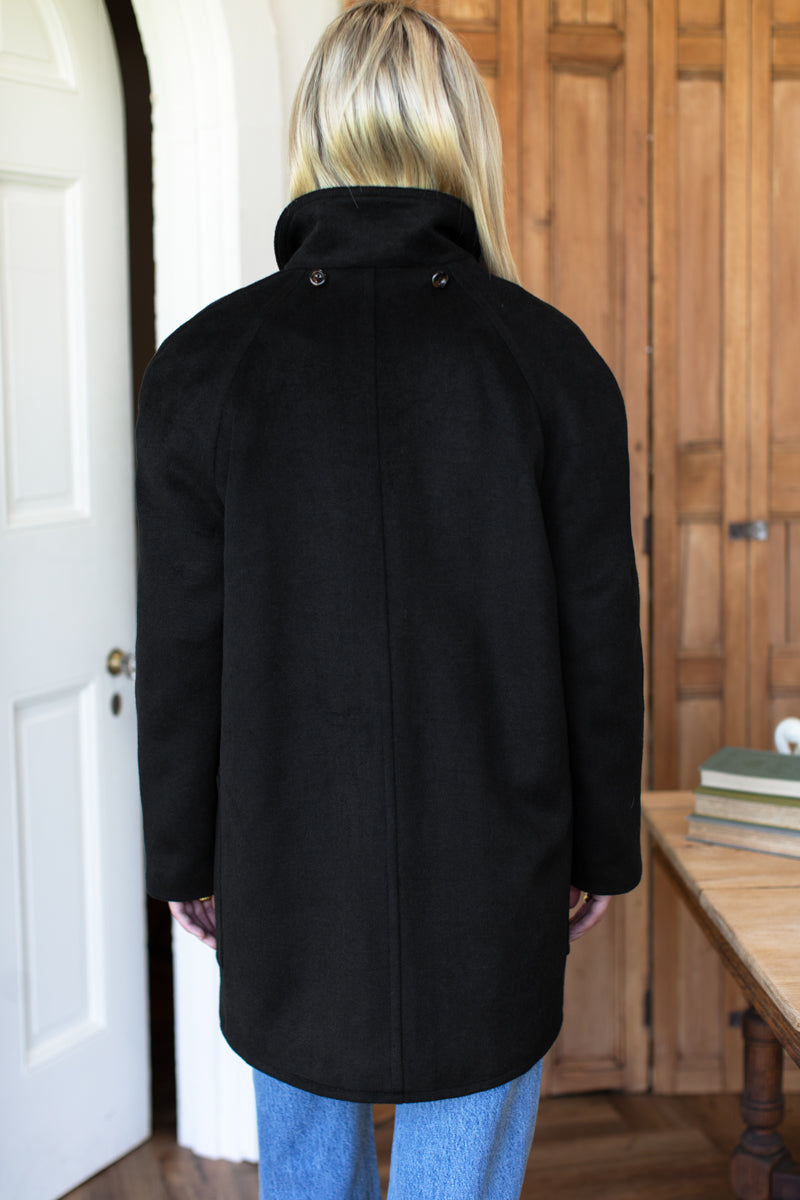 Scarf Coat - Black Wool
