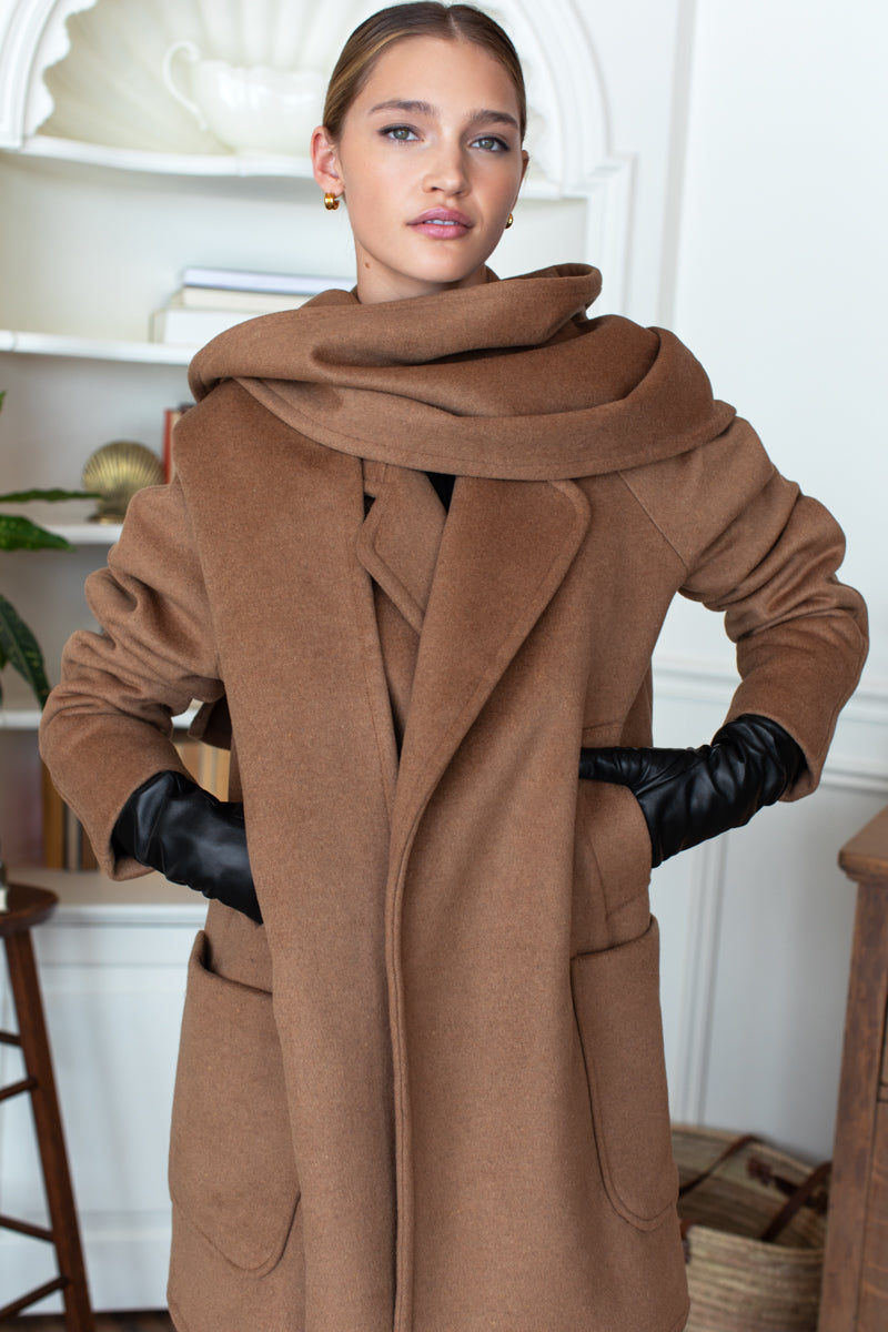 Scarf Coat - Camel Cashmere Wool