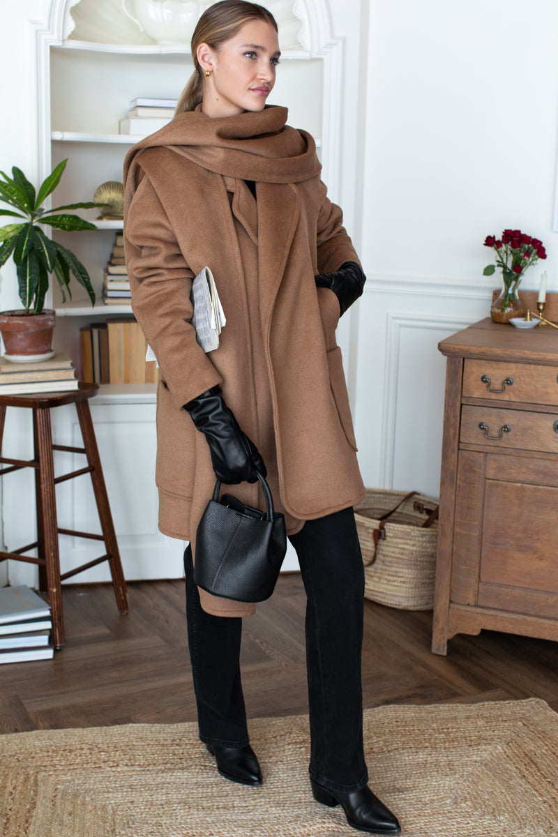 Scarf Coat - Camel Cashmere Wool