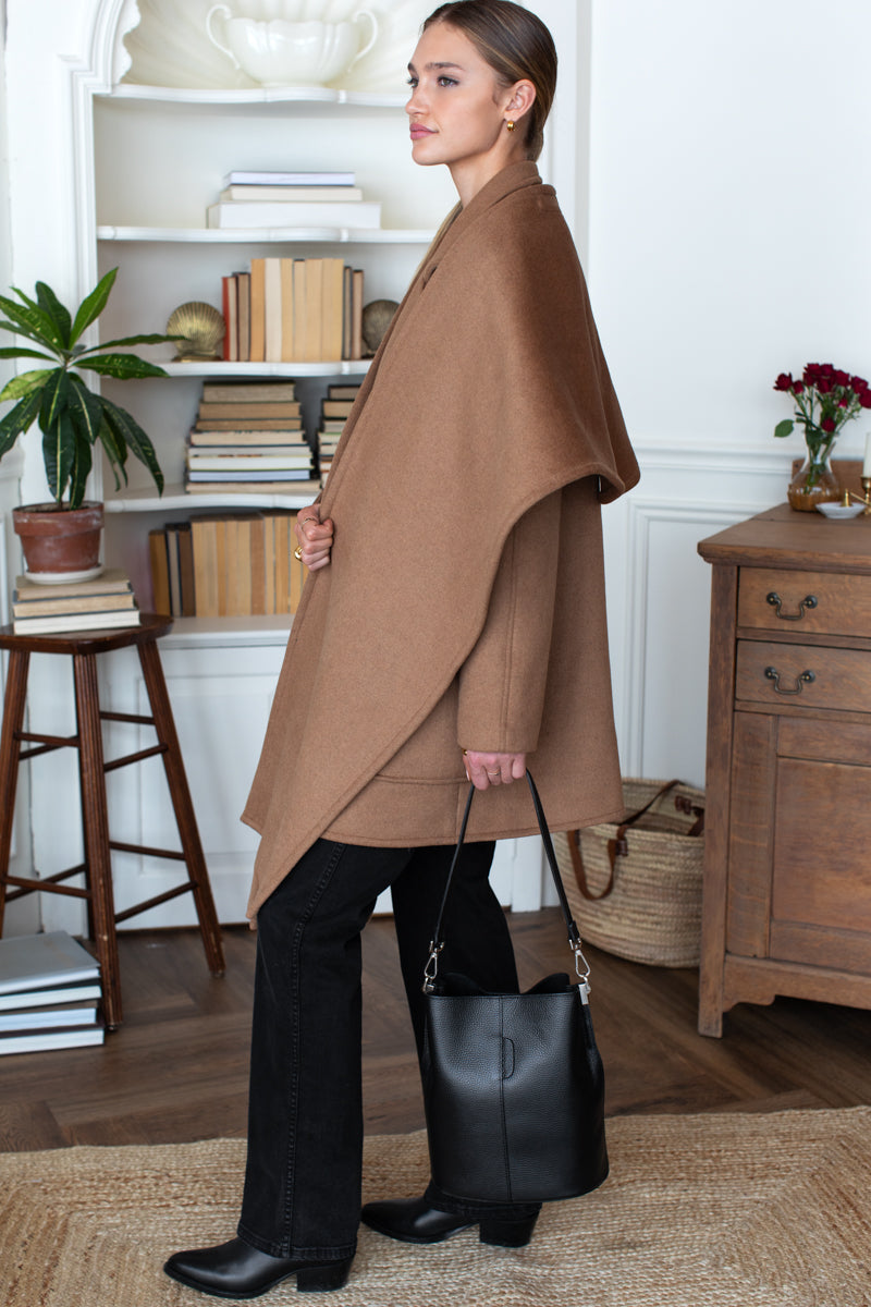 Scarf Coat - Camel Cashmere Wool