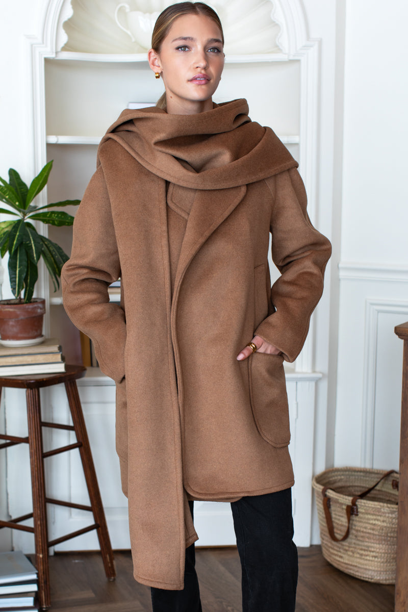 Scarf Coat - Camel Cashmere Wool