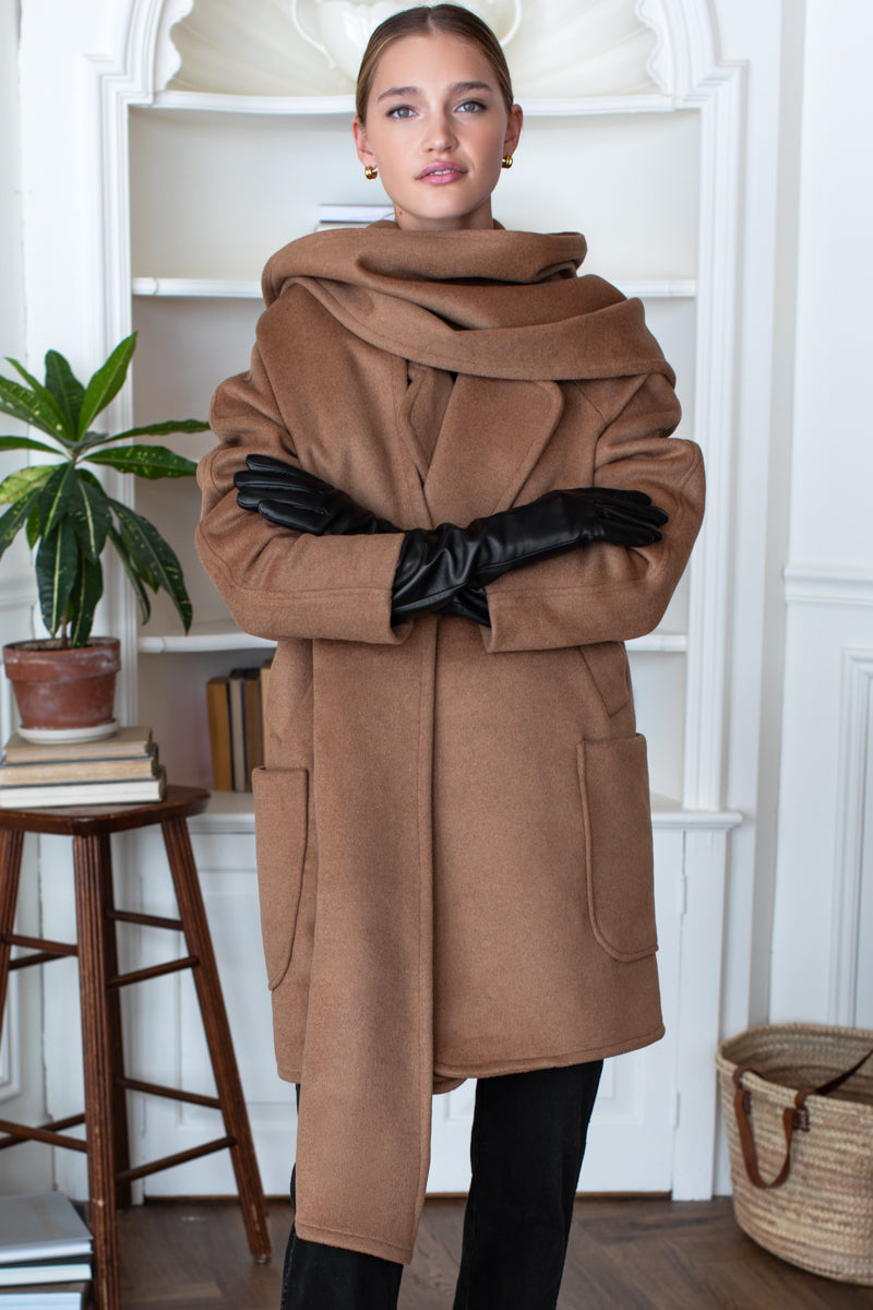 Scarf Coat - Camel Cashmere Wool