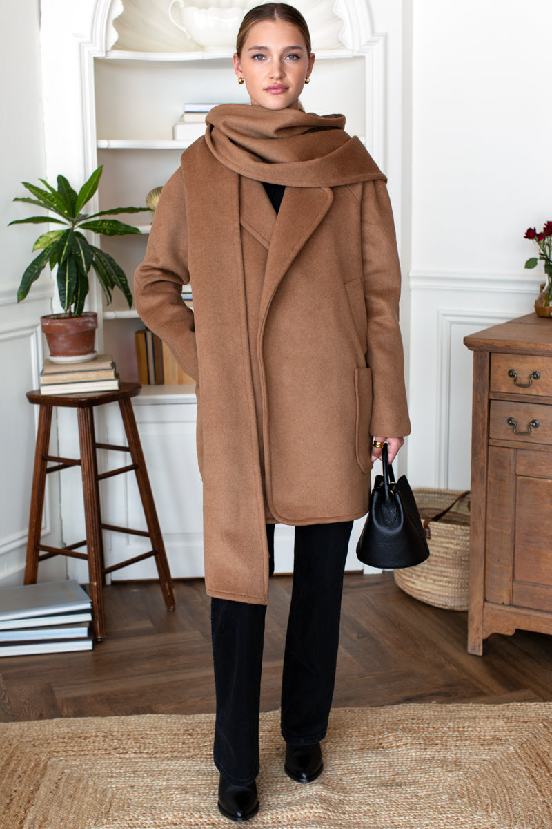 Scarf Coat - Camel Cashmere Wool