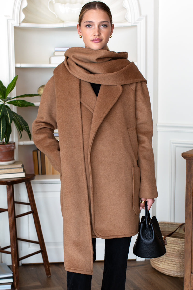 Scarf Coat - Camel Cashmere Wool