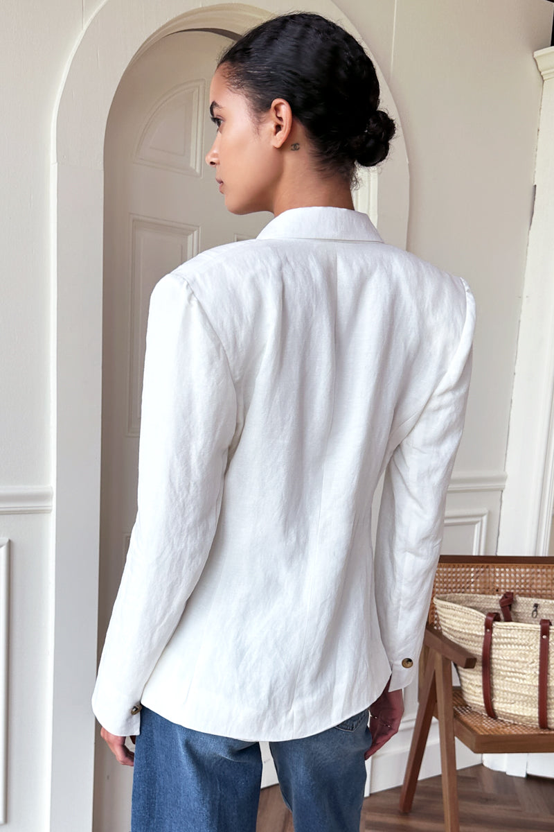 Sculptural Pocket Blazer - Star White