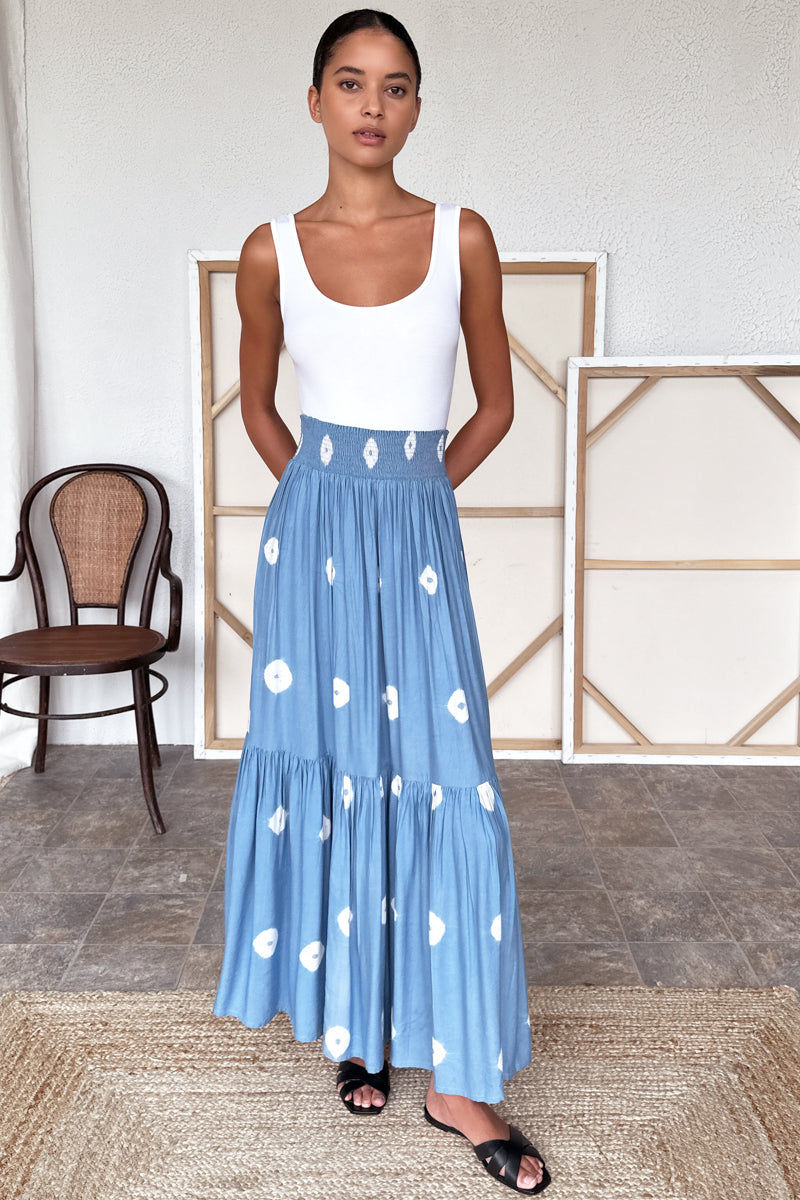 Shirred Skirt - Indigo Eclipse