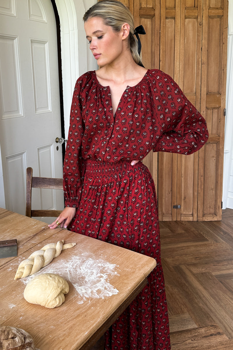 Frances Blouse - Lantern Flower Rouge