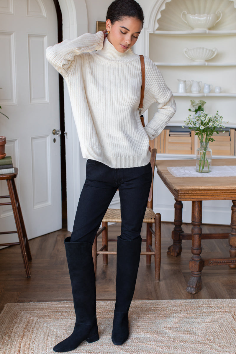 Over The Knee Boot - Black Suede
